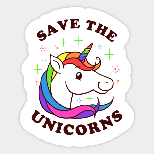 Save The Unicorns Sticker by dumbshirts